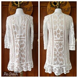 White Lace Dress with Sheer Details